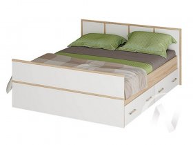 Двуспальная кровать 1,4м Сакура (дуб сонома/белый) в Зырянке - zyryanka.mebel-nsk.ru | фото