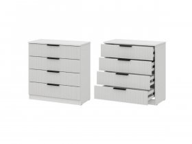 Комод 4 ящика (МДФ) Эккервуд (белый) в Зырянке - zyryanka.mebel-nsk.ru | фото