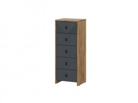 Комод 5ящ. Байкал (дуб крафт золотой/графит) в Зырянке - zyryanka.mebel-nsk.ru | фото