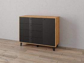 Комод «Катрин-13» ( дуб крафт золотой/карбон вулкан) в Зырянке - zyryanka.mebel-nsk.ru | фото