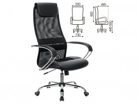 Кресло офисное BRABIX PREMIUM Stalker EX-608 CH, хром, ткань-сетка/кожзам, черное в Зырянке - zyryanka.mebel-nsk.ru | фото