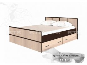 Кровать двуспальная с ящиками 1,4м Сакура (BTS) в Зырянке - zyryanka.mebel-nsk.ru | фото