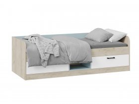 Кровать комбинированная «Оливер» Тип 1 401.003.000 (дуб крафт серый/белый/серо-голубой) в Зырянке - zyryanka.mebel-nsk.ru | фото
