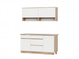 Кухонный гарнитур 1,6м Брауни (дуб делано/белый) в Зырянке - zyryanka.mebel-nsk.ru | фото
