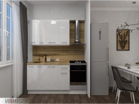 Кухонный гарнитур МДФ Выгодно и точка 1,5 м (белый глянец) в Зырянке - zyryanka.mebel-nsk.ru | фото