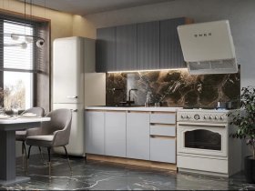 Кухонный гарнитур Ника 1,6 м (графит/серый софт) в Зырянке - zyryanka.mebel-nsk.ru | фото