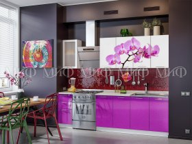Кухонный гарнитур Орхидея (фиолетовый) в Зырянке - zyryanka.mebel-nsk.ru | фото
