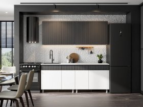 Кухонный гарнитур София (2,0м) (бланж/графит матовый) в Зырянке - zyryanka.mebel-nsk.ru | фото