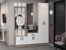 Модульная прихожая Вега (дуб крафт серый/белый) в Зырянке - zyryanka.mebel-nsk.ru | фото
