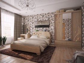 Модульная спальня Виктория-1 (дуб сонома) в Зырянке - zyryanka.mebel-nsk.ru | фото
