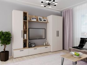 Модульная стенка Верона (сатин/дуб крафт серый) в Зырянке - zyryanka.mebel-nsk.ru | фото