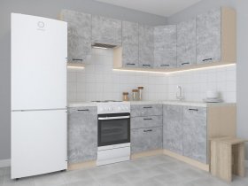 Модульная угловая кухня 1,4м*2,1м Лада (цемент) в Зырянке - zyryanka.mebel-nsk.ru | фото