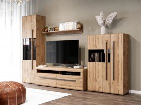 Модульная стенка Ницца (дуб вотан) в Зырянке - zyryanka.mebel-nsk.ru | фото