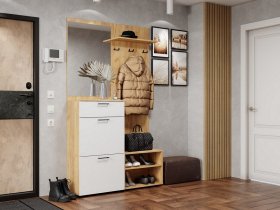 Прихожая Монтана (дуб крафт золотой/белый) в Зырянке - zyryanka.mebel-nsk.ru | фото