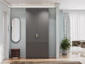 Шкаф двухстворчатый Эккервуд (Нью) (графит) в Зырянке - zyryanka.mebel-nsk.ru | фото