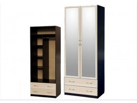 Шкаф двухстворчатый с ящиками с 2-мя зеркалами  (профиль МДФ) в Зырянке - zyryanka.mebel-nsk.ru | фото