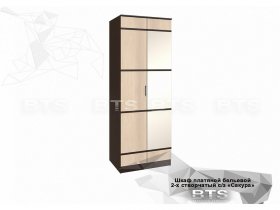 Шкаф двухстворчатый с зеркалом платяной-бельевой Сакура (BTS) в Зырянке - zyryanka.mebel-nsk.ru | фото