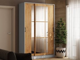 Шкаф-купе 1,4м «Стиль-2» (белый/дуб крафт золотой) в Зырянке - zyryanka.mebel-nsk.ru | фото