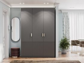 Шкаф трехстворчатый Эккервуд (Нью) (графит) в Зырянке - zyryanka.mebel-nsk.ru | фото
