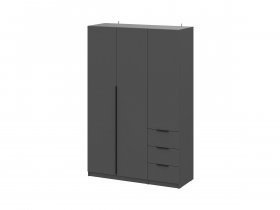 Шкаф трехстворчатый с ящиками ШК-22 (графит) в Зырянке - zyryanka.mebel-nsk.ru | фото