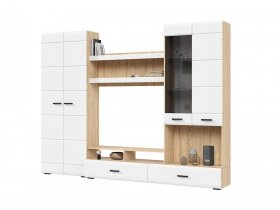 Стенка ГС-01 Либерти (дуб сонома/белый глянец) в Зырянке - zyryanka.mebel-nsk.ru | фото