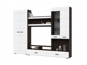 Стенка ГС-01 Либерти (венге/белый глянец) в Зырянке - zyryanka.mebel-nsk.ru | фото