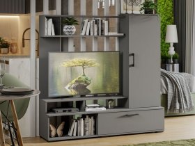 Стенка «Сиена» (графит серый) в Зырянке - zyryanka.mebel-nsk.ru | фото