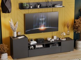 Стенка «Сильвия» (графит серый) в Зырянке - zyryanka.mebel-nsk.ru | фото