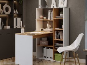 Стол письменный тип 16 (дуб крафт золотой/белый ясень) в Зырянке - zyryanka.mebel-nsk.ru | фото