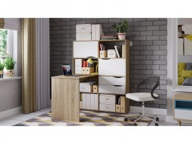 Стол письменный тип 7 (дуб сонома/белый ясень) в Зырянке - zyryanka.mebel-nsk.ru | фото