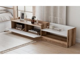 Тумба под ТВ Брауни (дуб делано/белый) в Зырянке - zyryanka.mebel-nsk.ru | фото