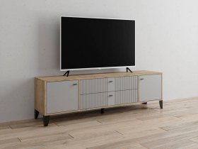 Тумба под ТВ Парус-10 (дуб крафт серый/серый) в Зырянке - zyryanka.mebel-nsk.ru | фото