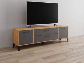 Тумба под ТВ Парус-13 (дуб крафт золотой/графит серый) в Зырянке - zyryanka.mebel-nsk.ru | фото